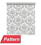 LazBlinds Cordless Roller Blinds Shades, 100% Blackout Thermal Insulated Damask Pattern Waterproo...