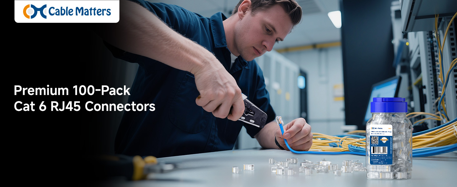 Premium 100-Pack Cat 6 RJ45 Connectors