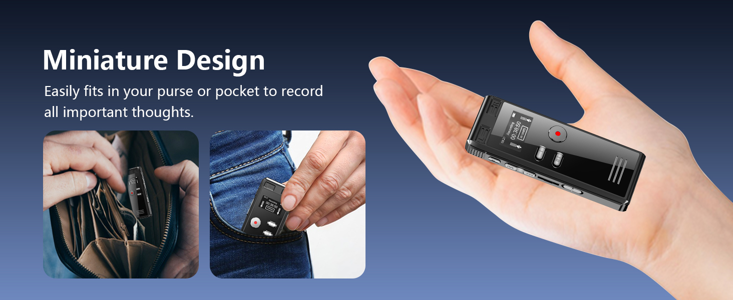  Dual Microphone 3072 Kbps A-B Repeat Recording, Voice Recorder for Lectures, Voice Recorder