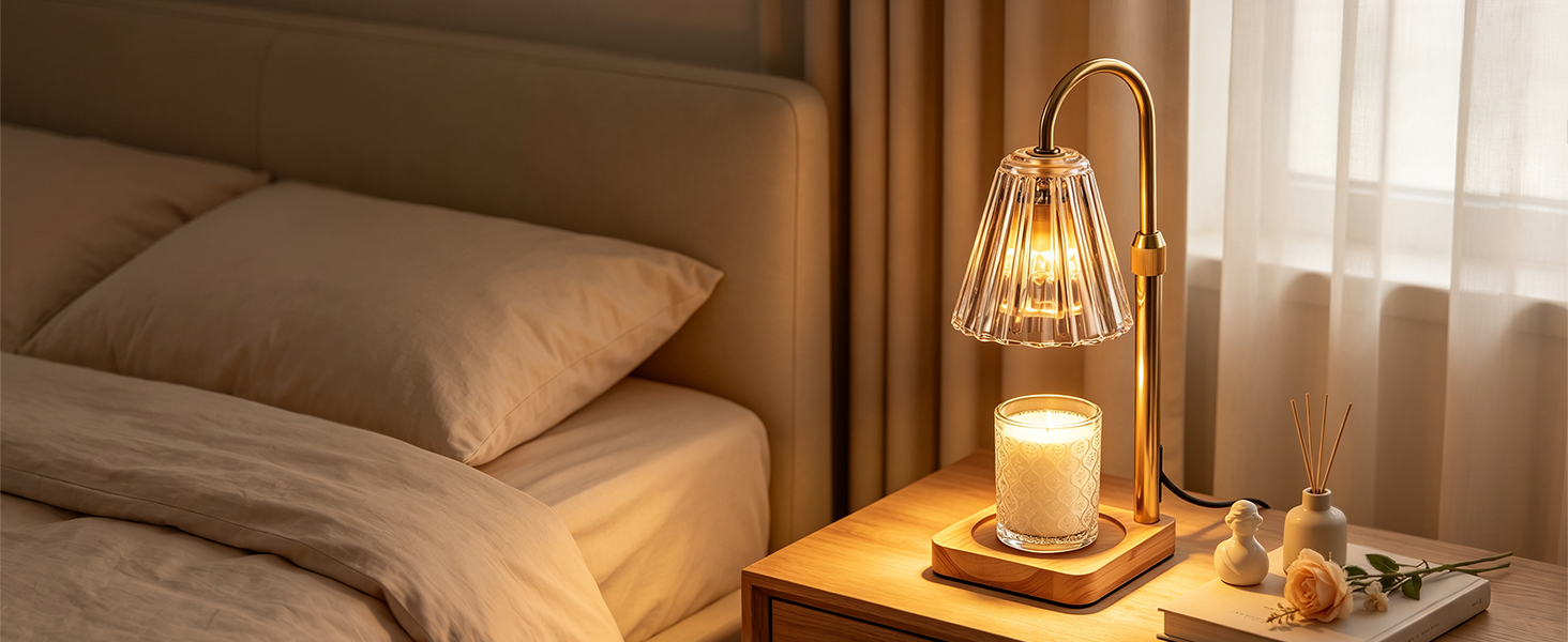 marycele amber candle warmer lamp with timer dimmer adjustable height for sleep-friendly environment