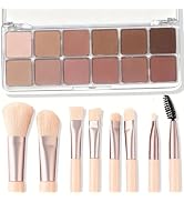 MooGlamor 12 Color Eye Shadow Palette Matte Shimmer Eyeshadow Palette with 8 Soft Brushes Blendab...