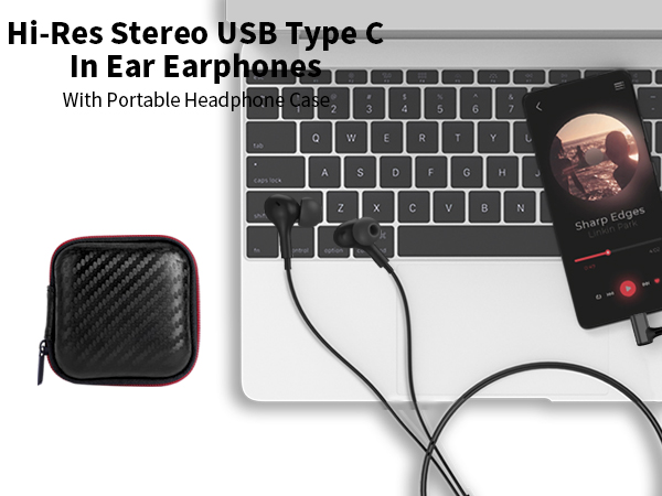  usb c headphones wired sport earbuds