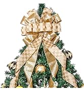 Christmas Tree Topper Christmas Wreath Bow, 52 * 13 inches Large Tree Toppers Bow with Glitter St...