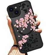 OOK Case for iPhone 15 6.1 Inch (Compatible with MagSafe) Floral Flowers Design Translucent Phone...