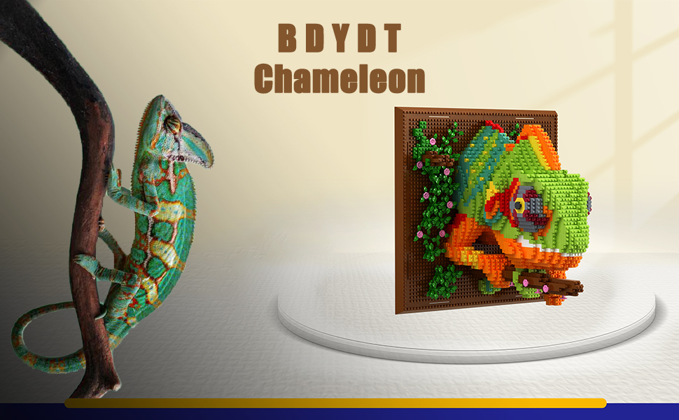 BDYDT Architecture Micro Mini Blocks animals Chameleon wall art Model Building Set micro blocks