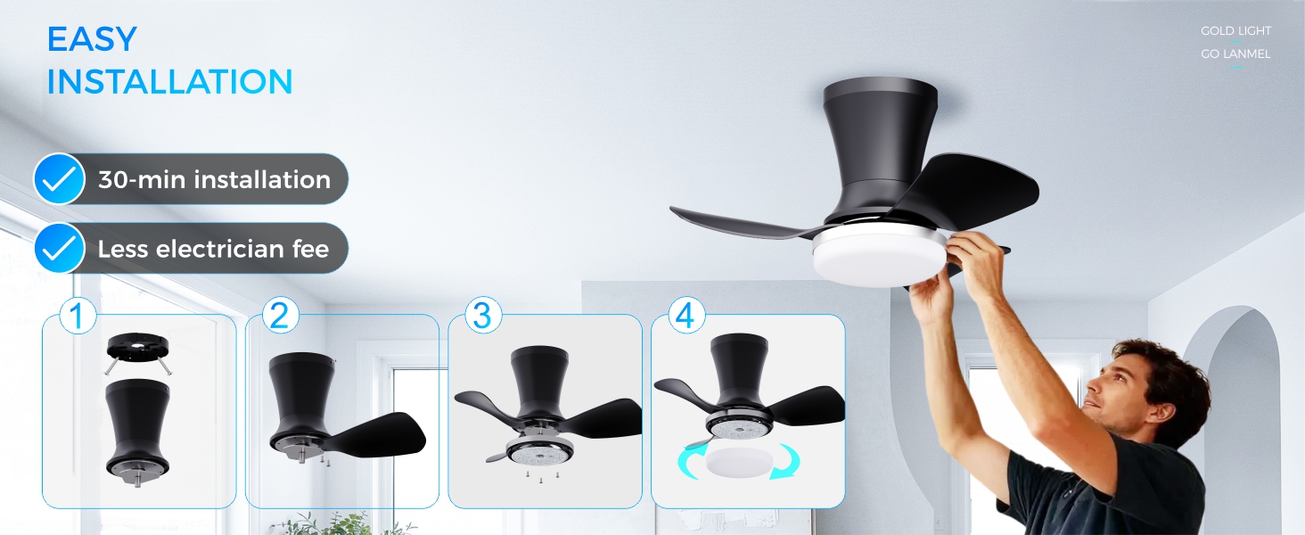 low profile modern ceiling fans with lights remote flush mount white black