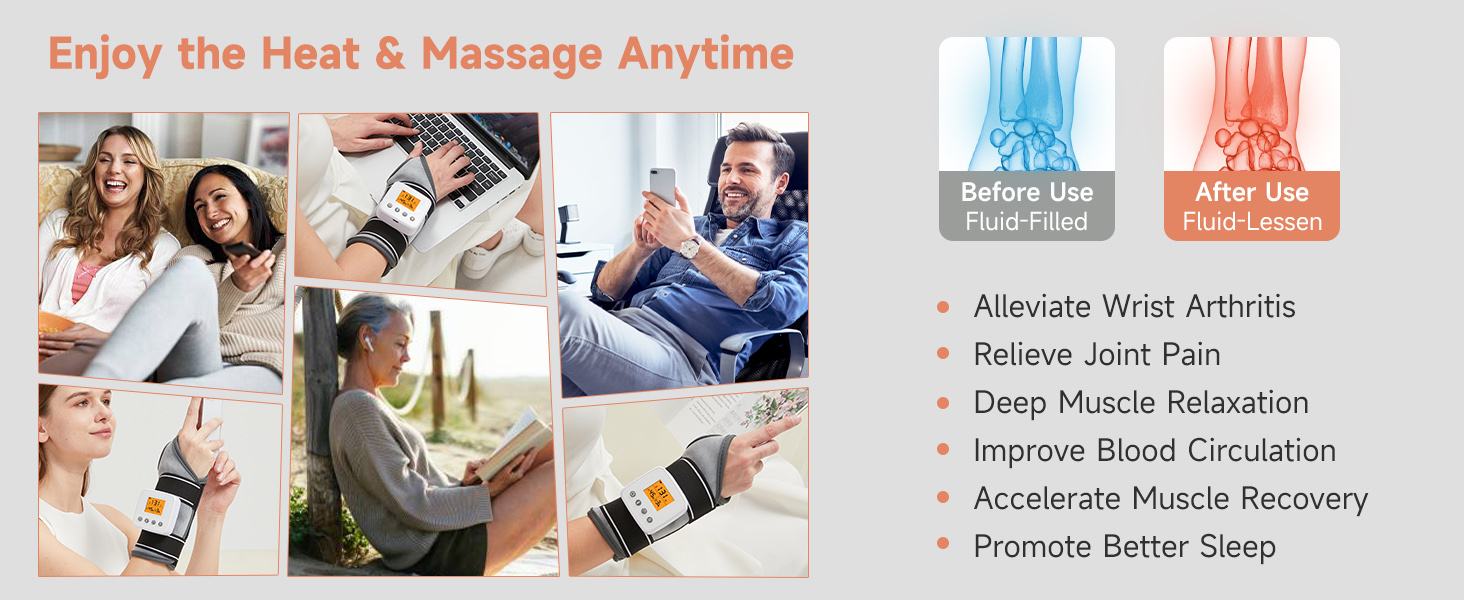 cordless wrist heating pad with massager