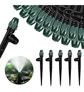 25PC Drip Irrigation Spray,Lock Barbed Design Misting Drippers for 1/4" Irrigation Tubing,Adjusta...
