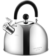 MAXCOOK 304 Stainless Steel Whistling Tea Kettle 3.17 Quart/3L Tea Pot, Suitable to Boiling Water...