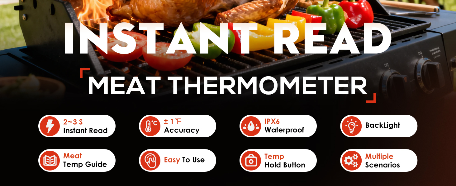 TRAUSI Instant Read Meat Thermometer