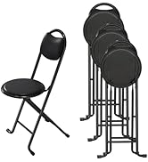 Mephwiuo Folding Stool with Back, Cushioned Padded Folding Stool, Portable Folding Chairs for Out...