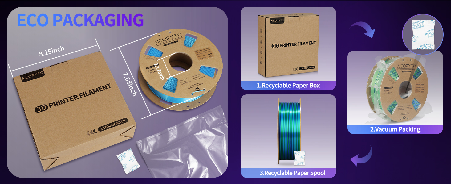 Dual Color Silk PLA 3D Printer Filament 1.75mm Silk Filament 1KG