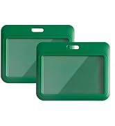 Larpur Sliding Badge Holders Horizontal Card Cases, Pack of 2 Green Work ID Badge Case Protectors...