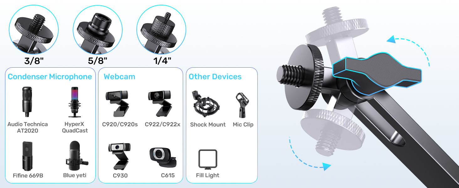 Adjustable Arm Desk Stand for Microphones
