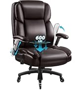 Big and Tall Office Chair 600lbs, Heavy Duty Executive Office Chair for Heavy People, Brown High ...