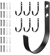 6 Pack Wall Hooks for Hanging, Heavy Duty Metal Coat Hooks Wall Mounted, No Rust Black Metal Wall...
