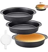 Gymdin 8 Inch Cake Pan - 3PCS Carbon Steel Round Cake Pans with 100 Pieces Parchment Paper, Non-s...
