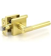 KNOBWELL 1 Pack Door Handle Brushed Gold Finish, Modern Knurled Design Door Knob,Interior Passage...