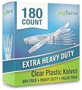 JoyServe Clear Plastic Knives Heavy Duty, Heat Resistant Party Utensils BPA-Free Heavy Duty Plast...