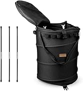 Hikeman Camping Trash Can,18 Gallon Pop Up Garbage Bin with Zippered Lid Collapsible Utility Cont...