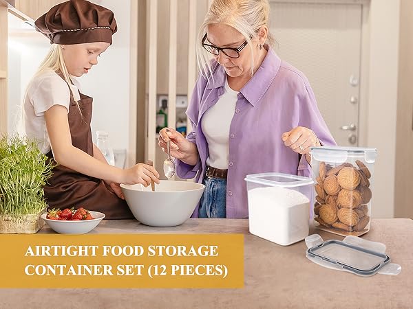 MR.SIGA 12 Pack Airtight Food Storage Container Set, BPA Free Kitchen Pantry Organization