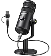 MAONO USB Dynamic Microphone, Podcast Recording Microphone with Gain Knob, Plug & Play, Metal Str...