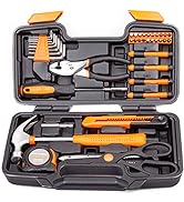 CARTMAN 39 Piece Tool Set General Household Hand Kit with Plastic Toolbox Storage Case Orange