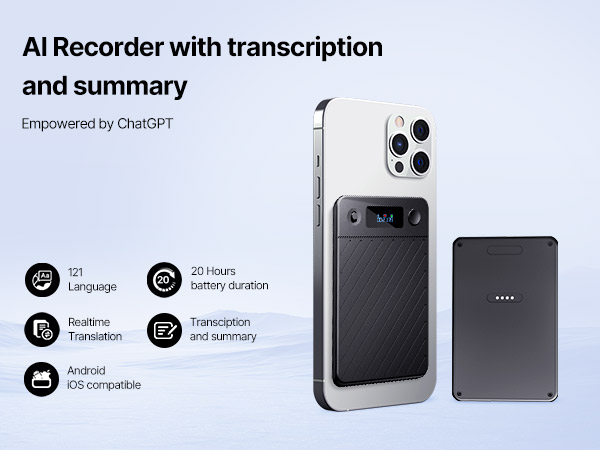 AI Recorder with transcription and summary,Empowered by ChatGPT