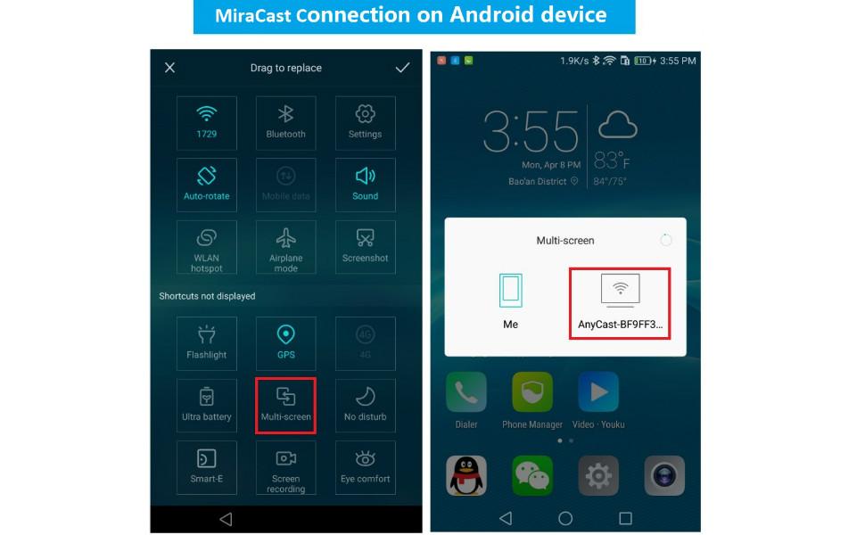miracast connection on android devices
