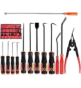 DAYSLIVES Hook and Pick Set with Case 13 Pcs - Clip Pliers &amp; Fastener Remover, Gasket Scraper Too...