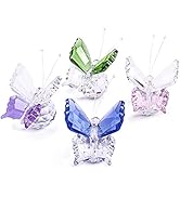 H&amp;D HYALINE &amp; DORA Set 4pcs Crystal Flying Butterfly with Ball Base Figurine Cut Glass Ornament S...