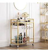 TUTOTAK Bar Cart, Serving Cart for Home, Microwave Cart, Drink Cart, Mobile Kitchen Shelf with Wi...