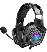 Gaming Headset with Microphone, Gaming Headphones Compatible for PS4 PS5 Xbox PC with RGB Lights,...