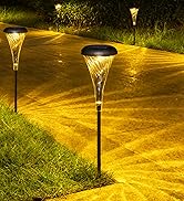 JUXWONE Solar Pathway Light, Color Changing Warm White Outside Light Solar Powered, Outdoor Water...