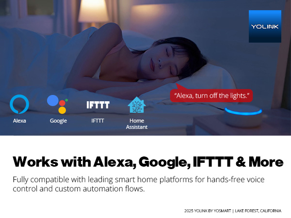 Works with Alexa, Google, IFTTT