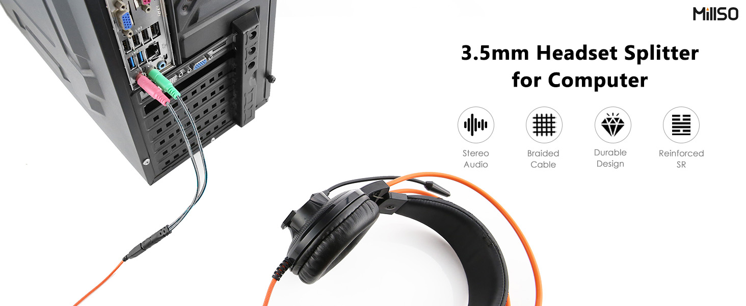 MillSO headset splitter cable for pc