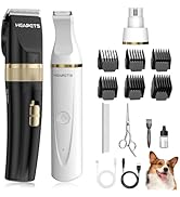 HEAPETS Dog Hair Clippers for Grooming Kit and Dog Paw Trimmer Nail Grinder for Grooming, Low Noi...