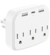 Multi Plug Outlet Extender with USB, BTU Wall Outlet Splitter with 2 USB Ports, 3 AC Outlet, 1 US...