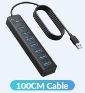 PHIXERO 7 Port USB Hub, 3.3FT/1M Long Cable USB 3.0 Hub Multi USB Port Hub USB Multiport Adapter ...