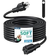 DEWENWILS 50FT 16/3 Extension Cord, Outdoor Extension Cord with Storage Strap, 3 Prong SJTW Flexi...