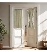 Sutuo Home Sage Green Door Curtains for Doorway Glass &amp; Sidelights, Olive Boho French Country Lig...