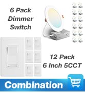 Amico 6 Pack Dimmer Light Switch &amp; Amico 12 Pack 6 Inch 5CCT Ultra-Thin LED Recessed Ceiling Ligh...