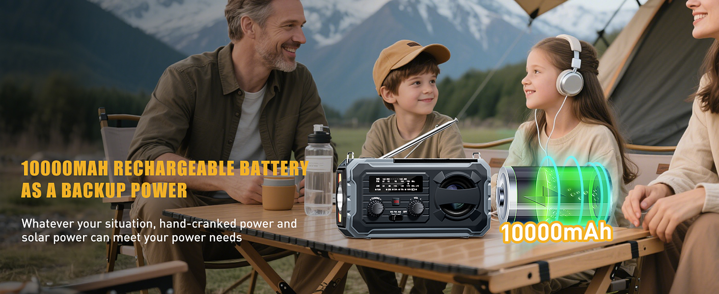 Hand Crank Emergency Radio, 10000mAh Weather Radio