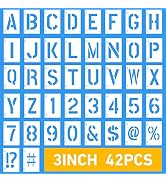UCEC 3 Inch Large Letter Stencils for Painting, 42 PCS Alphabet &amp; Number Stencils for Crafts Reus...