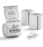 NIIMBOT 3 Rolls Set Label Tape for B1/B21/B3S Label Printer, 1.97" X 1.97" (50x50mm) Round Waterp...