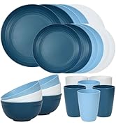 Quatish 24 Piece Plates and Bowls Sets for 6, Unbreakable Dinnerware Sets, Dish Set for Camping, ...