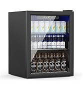 Erivess Compact Beverage Refrigerator,70 Can/1.6 Cubic Feet Fridge with Glass Front Door for Soda...