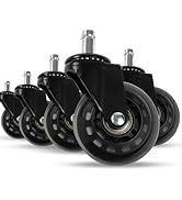 2.5 Inch Office Chair Wheels Set of 5, Replacement Casters for Hardwood Floors, Carpet &amp; Tile - U...