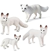 Bbiamsleep 4 Pieces White Fox Animal Figurines Mini Animals Set Realistic Arctic Fox Family Figur...