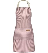 NLUS 1 Pack Kitchen Cooking Aprons, Adjustable Bib Soft Chef Apron with 2 Pockets for Women Men (...